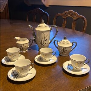 Vintage MCM Yakama White with Silver Accent with Wheat Theme Coffee/ Tea Set